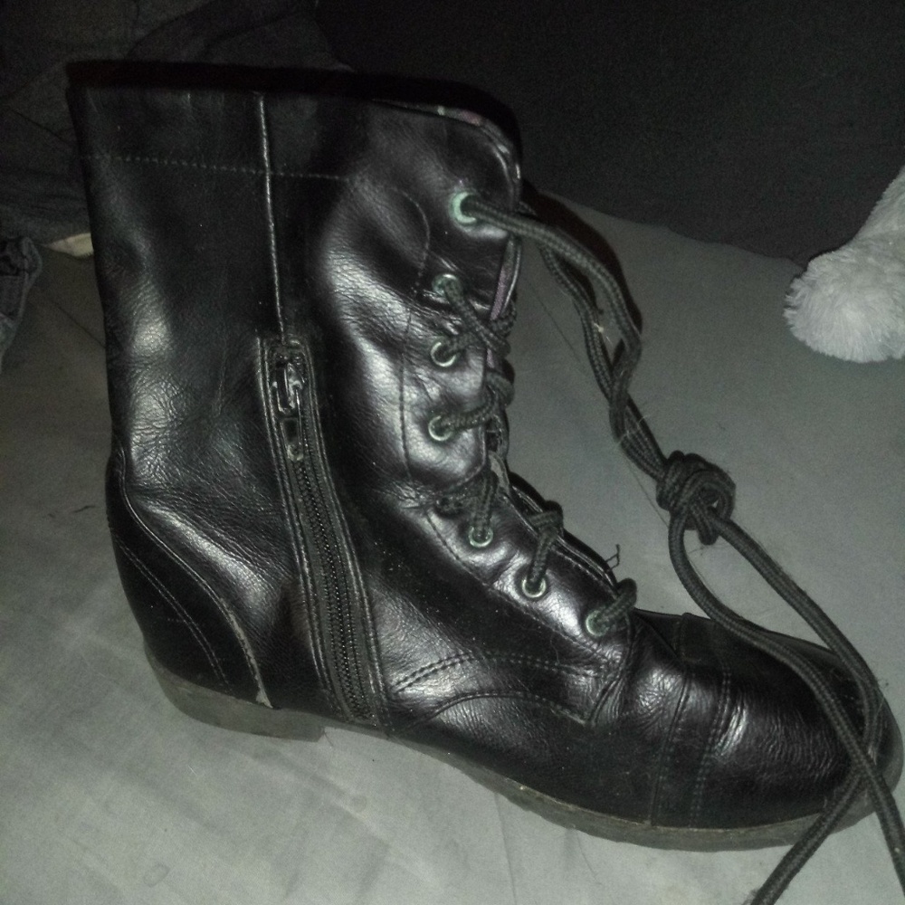 black boots.